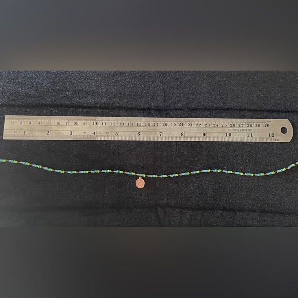 Handmade seed bead necklace with smiley face charm - Picture 2 of 4